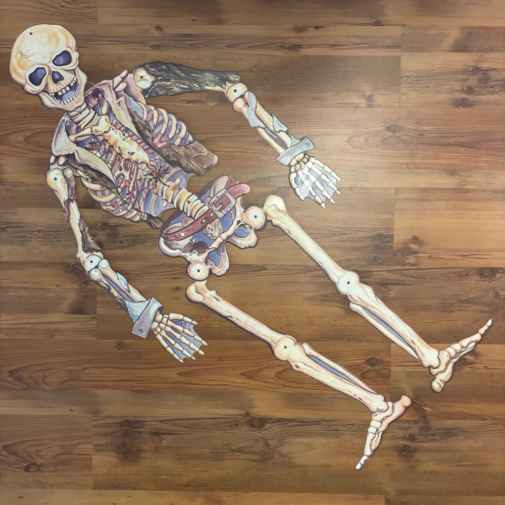 Vintage Amscan Die Cut 53” Jointed Skeleton Halloween Decoration